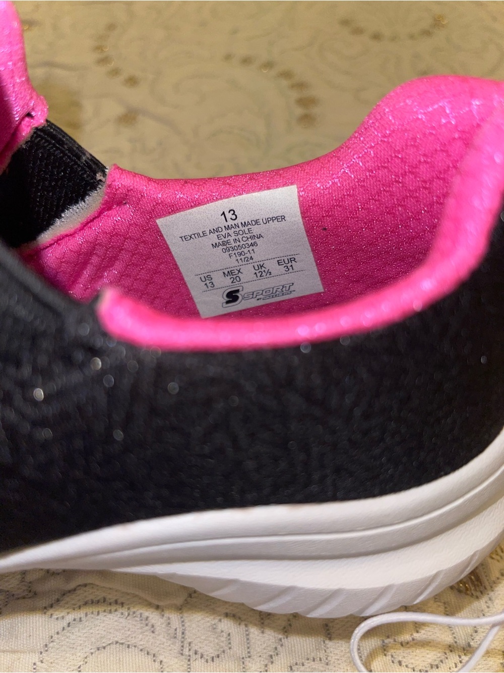 Skechers Sport Vana girls 13 slip on black pink NWT - Picture 5 of 7